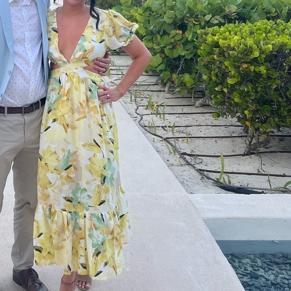 FEELIN FLORALS MIDI DRESS YELLOW - Picture 3 of 4